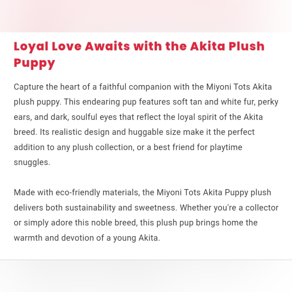 Miyoni Akita Pup ✨NWT✨ Realistic Soft Plush - Picture 3 of 9